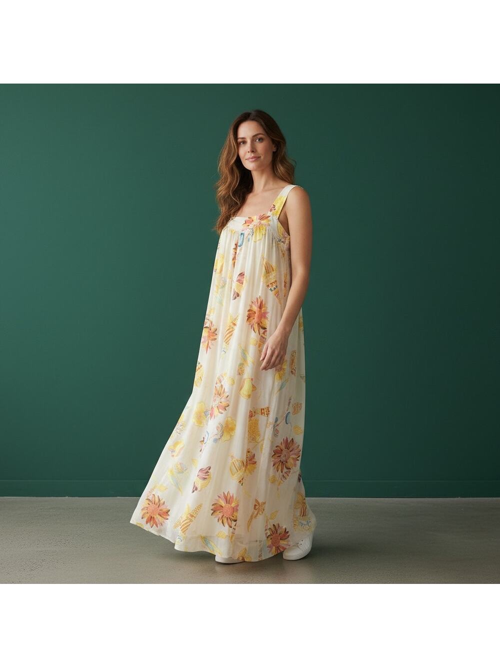 Sea By Chloe Floral Butterfly Print Maxi Dress Size 44 US 12 Boho Cottagecore